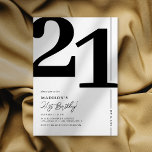 Elegant Adult 21st Birthday Party Invitation Kaart<br><div class="desc">Maak kennis met een tijdloze zwart-witte 21e verjaardagsfeestuitnodiging die de ouderwetse charme van het gedurfde Serif-lettertype '21' naadloos combineert met een eigentijdse,  gebruiksvriendelijke personaliseerbare sjabloon. Deze uitnodiging is niet alleen een kaart,  het is een zinvolle aandenken om de mijlpaal van 21 te koesteren.</div>