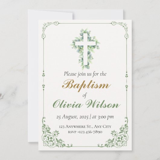 Elegant Adult Baptism Invitation Kaart (Voorkant)