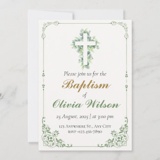 Elegant Adult Baptism Invitation Kaart