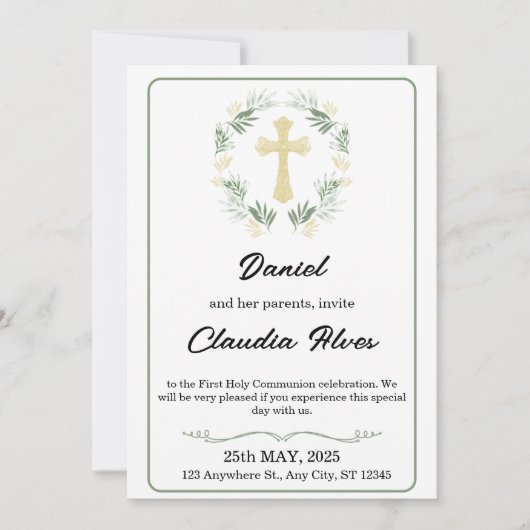 Elegant Adult Baptism Invitation Kaart (Voorkant)