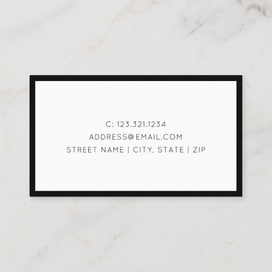 Elegant advies over minimale zwart-witinitialen visitekaartje (Achterkant)