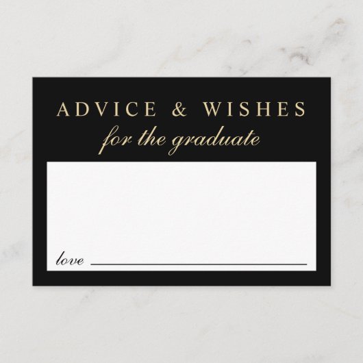 Elegant advies voor Afstudeerder Zwart Goud Afstud Informatiekaartje (Voorkant)