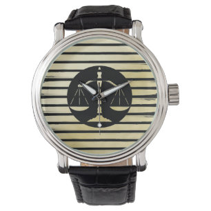 Elegant advocaat zwarte goudfolie verf gestript horloge