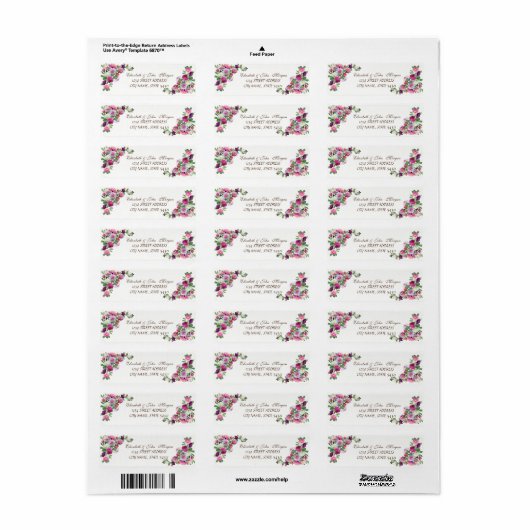 Elegant afbeelding Luxe - Rozen Adres label (Full Sheet)