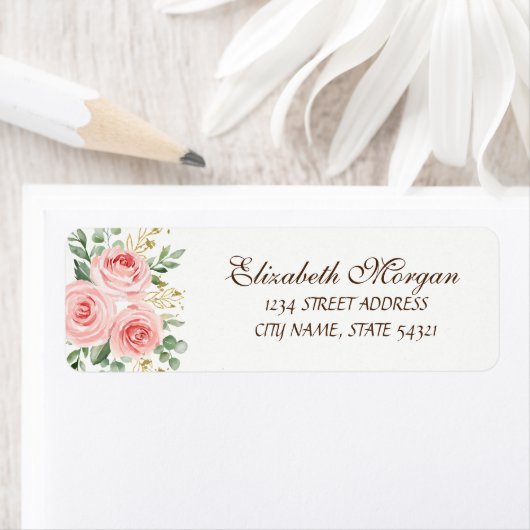 Elegant afbeelding Luxury roze Roses Adres Etiket (Insitu)