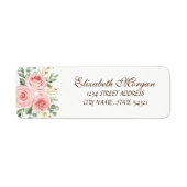 Elegant afbeelding Luxury roze Roses Adres Etiket (Voorkant)