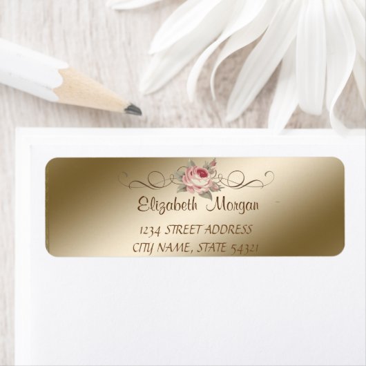Elegant afbeelding Romantic, Roos adreslabel Etiket (Insitu)