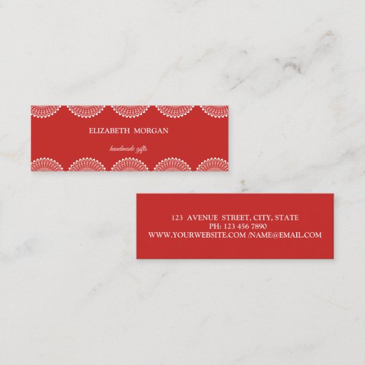 elegant, afbeelding, rood, wit oppervlak mini visitekaartje (Voorkant / Achterkant)
