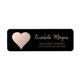 Elegant afbeelding, Roos Gold Heart, zwart adresla Etiket