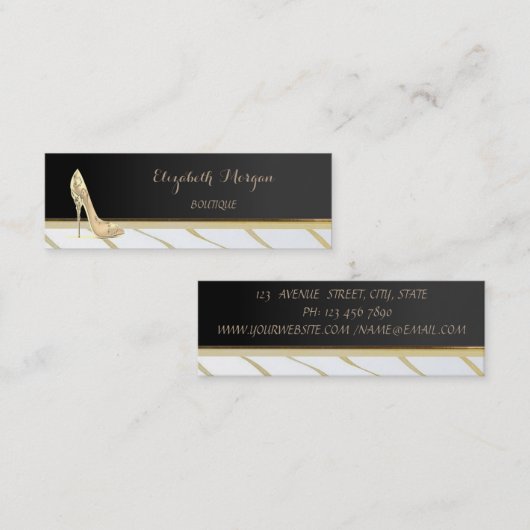 Elegant afbeelding Stijlvol, zwart, Heels Mini Visitekaartje (Voorkant / Achterkant)