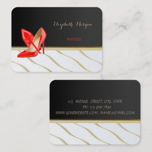 Elegant afbeelding stijlvol, zwart, rood visitekaartje (Voorkant / Achterkant)