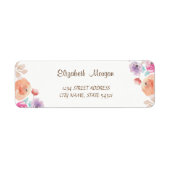 Elegant afbeelding, Waterverf bloemen adreslabel Etiket (Voorkant)