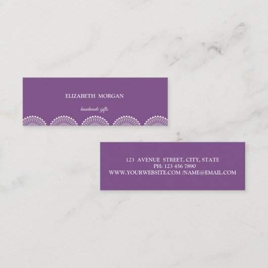 elegant, afbeelding, witte kant mini visitekaartje (Voorkant / Achterkant)