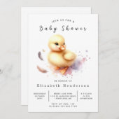 Elegant afdrukbaar eendenBaby shower Kaart (Voorkant / Achterkant)