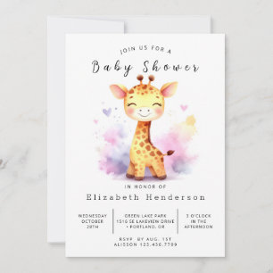 Elegant afdrukbare Giraffe Baby shower Kaart