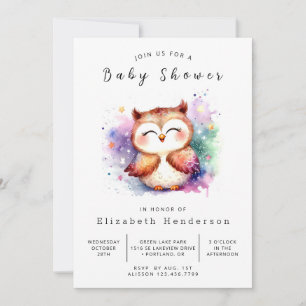 Elegant afdrukbare uil Baby shower Kaart