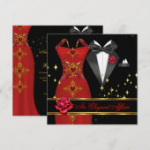 Elegant Affair Black Stropdas Gold Red Rose 4 Kaart (Voorkant / Achterkant)