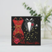 Elegant Affair Black Stropdas Gold Red Rose 5 Kaart (Staand voorkant)