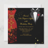 Elegant Affair Black Stropdas Gold Red Rose 5 Kaart (Achterkant)