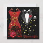 Elegant Affair Black Stropdas Gold Red Rose 5 Kaart (Voorkant)