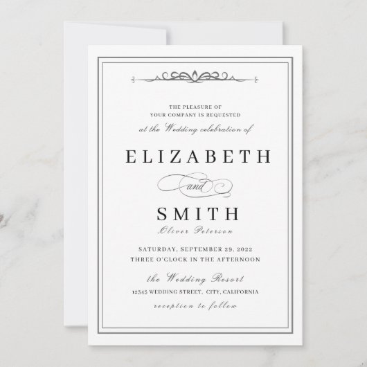 Elegant Affair minimalist Wedding Kaart (Voorkant)
