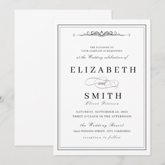 Elegant Affair minimalist Wedding Kaart (Voorkant / Achterkant)