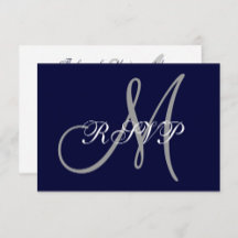 Elegant Affair Navy Blue Grey Initiaal Wedding RSV
