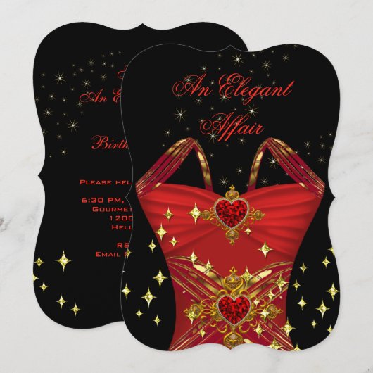 Elegant Affair Red Dress Black Gold Dag 2 Kaart (Voorkant / Achterkant)