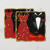 Elegant Affair Red Dress Black Stropdas Gold 2 Kaart (Voorkant / Achterkant)