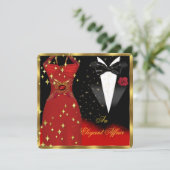 Elegant Affair Red Dress Black Stropdas Gold 2 Kaart (Staand voorkant)
