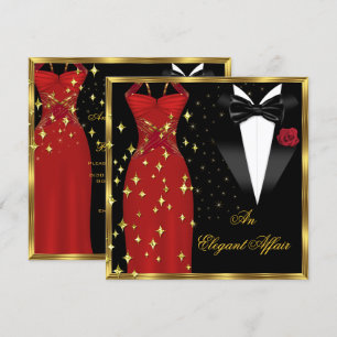 Elegant Affair Red Dress Black Stropdas Gold Birth Kaart