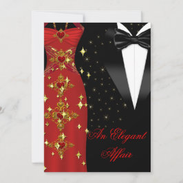Elegant Affair Red Dress Black Stropdas Gold Birth Kaart