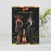 Elegant Affair Rode Jurk Tuxedo Gouden Verjaardags Kaart (Staand voorkant)