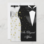 Elegant Affair White Dress Black Stropdas Gold Bir Kaart (Voorkant)