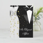 Elegant Affair White Dress Black Stropdas Gold Bir Kaart (Staand voorkant)