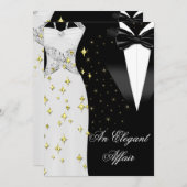 Elegant Affair White Dress Black Stropdas Gold Bir Kaart (Voorkant / Achterkant)