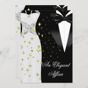 Elegant Affair White Dress Black Stropdas Gold Bir Kaart