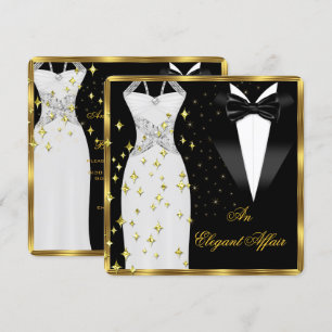 Elegant Affair White Dress Black Stropdas Gold Bir Kaart