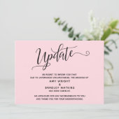 Elegant afgelast bruiloft pastel roze aankondiging (Staand voorkant)