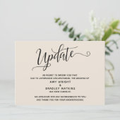 Elegant afgelaste bruiloft crème aankondiging (Staand voorkant)