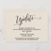 Elegant afgelaste bruiloft crème aankondiging (Voorkant / Achterkant)