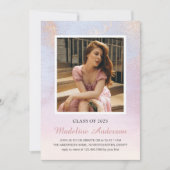 Elegant afgestudeerde foto 2025 Blush Pink Glitter Kaart (Voorkant)