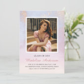 Elegant afgestudeerde foto 2025 Blush Pink Glitter Kaart (Staand voorkant)