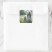 Elegant Afghan Hound – Floral Meadow Painting Vierkante Sticker (Tas)