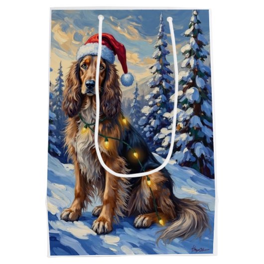 Elegant Afghan Hound Winter Wonderland Christmas Medium Cadeauzakje (Achterkant)