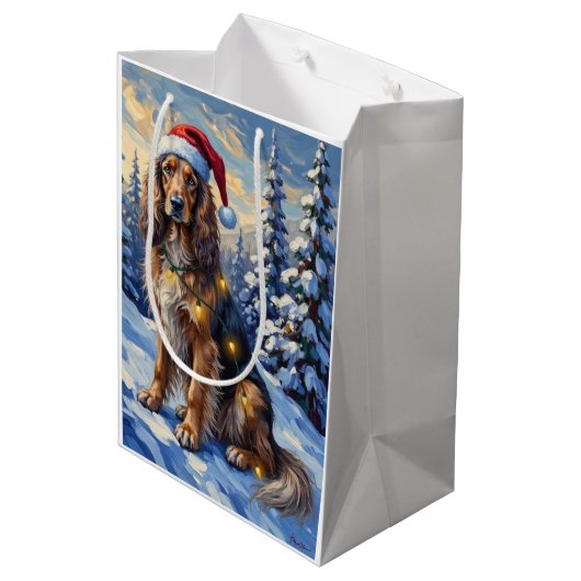 Elegant Afghan Hound Winter Wonderland Christmas Medium Cadeauzakje (Achterkant Gekanteld)