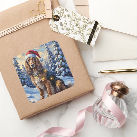 Elegant Afghan Hound Winter Wonderland Christmas Vierkante Sticker (Geschenken)