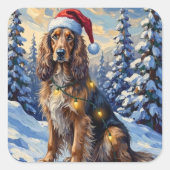 Elegant Afghan Hound Winter Wonderland Christmas Vierkante Sticker (Voorkant)