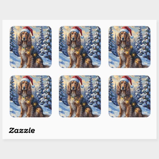 Elegant Afghan Hound Winter Wonderland Christmas Vierkante Sticker (Vel)