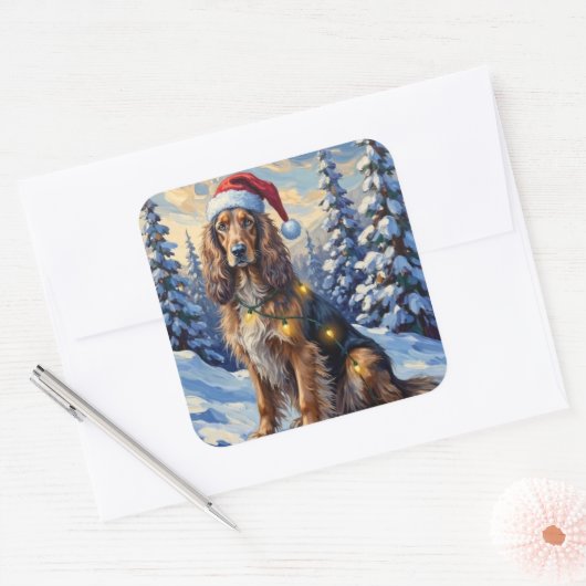 Elegant Afghan Hound Winter Wonderland Christmas Vierkante Sticker (Envelop)